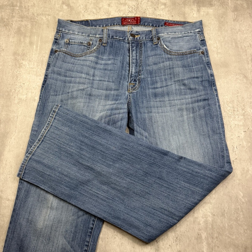 Lucky Brand 361 Vintage Straight Mens Jeans Blue Medium Wash Stretch 34x30